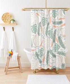 Boho Leaves Disney Botanic Shower Curtain - Tropical Bathroom Decor with Eco-Friendly and Waterproof Material