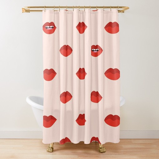 Boho Lips Shower Curtain - Trendy Decorative Design with Abstract Patterns and Eco-Friendly Material - Image 3
