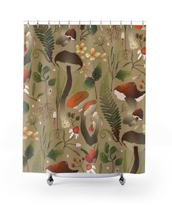 Boho Mushroom Cottagecore Apartment Bathroom Shower Curtain