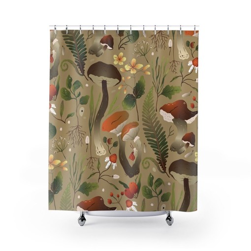 Boho Mushroom Cottagecore Apartment Bathroom Shower Curtain