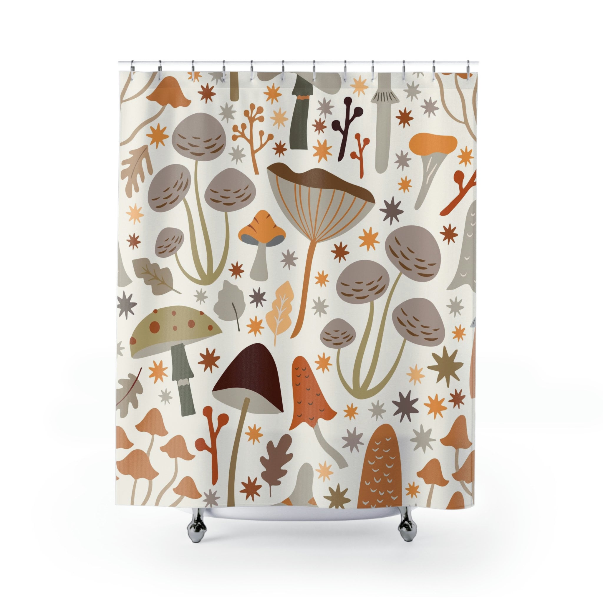 Boho Mushroom Print Shower Curtain for Vintage and Gothic Bathroom Decor - Image 2