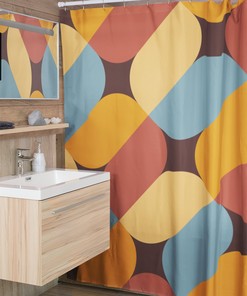 Boho Retro Geometric Shower Curtain - Hippie Bathroom Accessory with Vintage Charm
