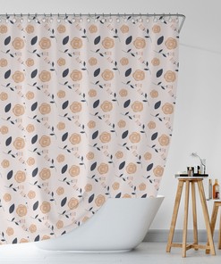 Boho Roses Floral Shower Curtain / Botanical Bath Print / Flowers Bathroom Decor Gift 71X71 in / Romantic Bohemian Style