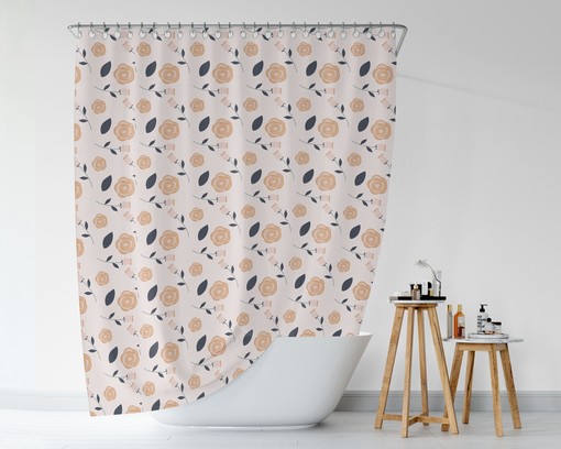 Boho Roses Floral Shower Curtain / Botanical Bath Print / Flowers Bathroom Decor Gift 71X71 in / Romantic Bohemian Style