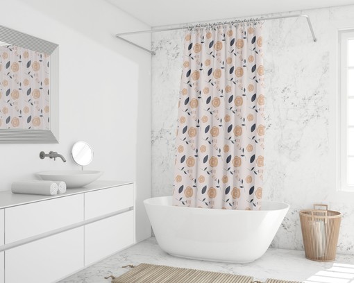 Boho Roses Floral Shower Curtain / Botanical Bath Print / Flowers Bathroom Decor Gift 71X71 in / Romantic Bohemian Style - Image 2