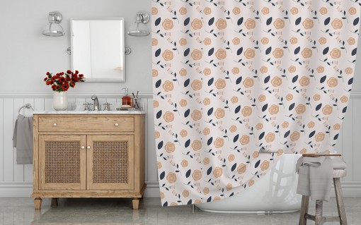 Boho Roses Floral Shower Curtain / Botanical Bath Print / Flowers Bathroom Decor Gift 71X71 in / Romantic Bohemian Style - Image 3