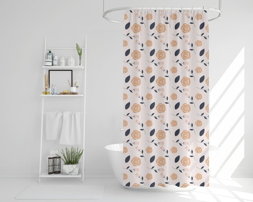 Boho Roses Floral Shower Curtain / Botanical Bath Print / Flowers Bathroom Decor Gift 71X71 in / Romantic Bohemian Style - Image 4