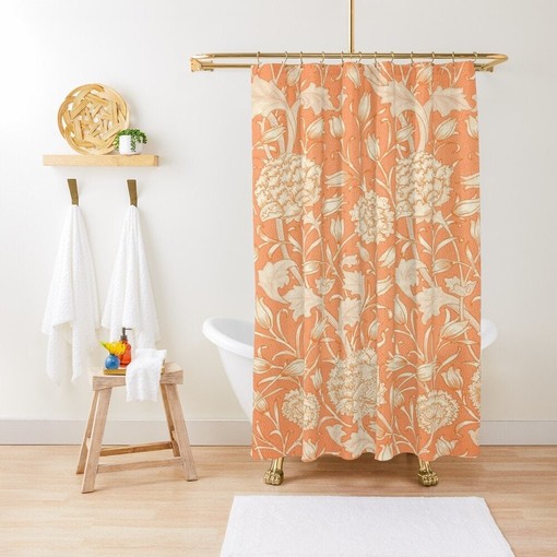 Boho Shower Curtain with Birds and Berries - Art Nouveau Design - Eco-Friendly and Water-Resistant with Hooks Included