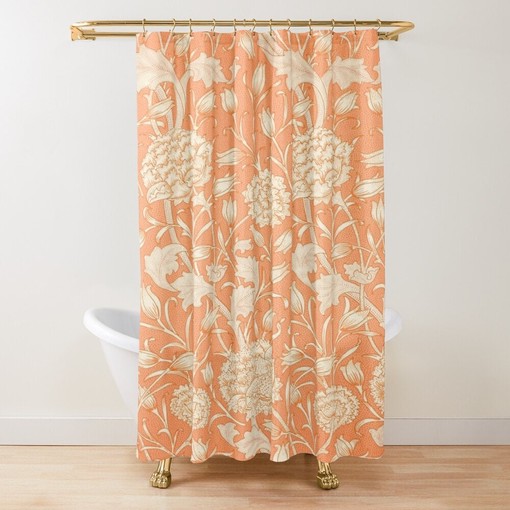 Boho Shower Curtain with Birds and Berries - Art Nouveau Design - Eco-Friendly and Water-Resistant with Hooks Included - Image 2