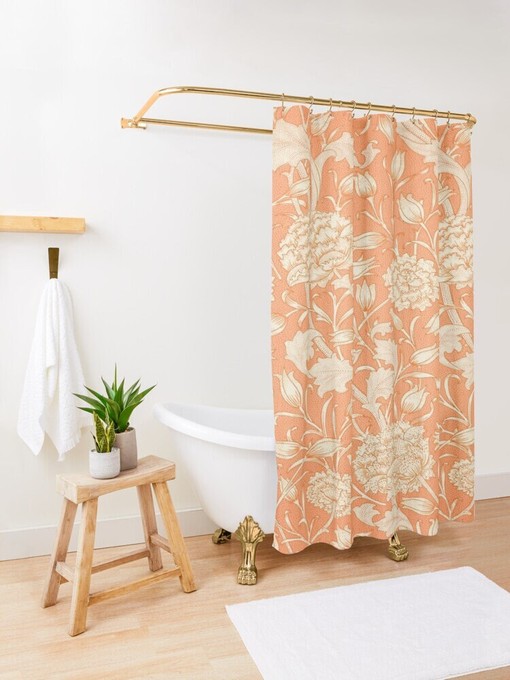 Boho Shower Curtain with Birds and Berries - Art Nouveau Design - Eco-Friendly and Water-Resistant with Hooks Included - Image 4