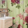 Boho Shower Curtain with Vintage Style Frame, Retro Bathroom Accessory with Botanical Flair