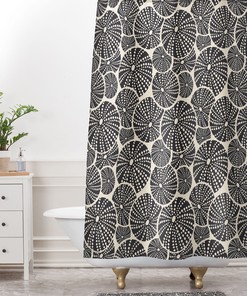 Bold Black and White Shower Curtain with Sea Urchin Design for Modern Beach House