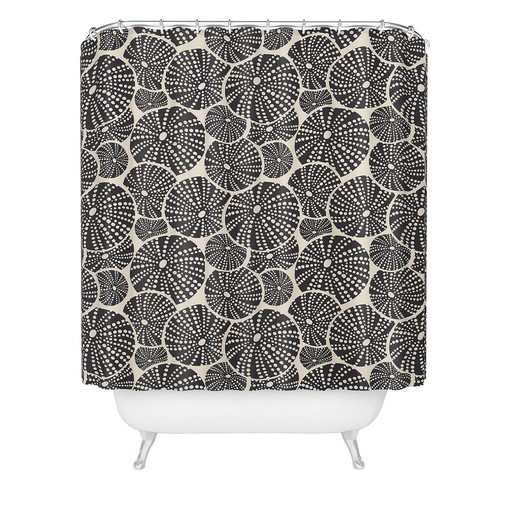 Bold Black and White Shower Curtain with Sea Urchin Design for Modern Beach House - Image 3