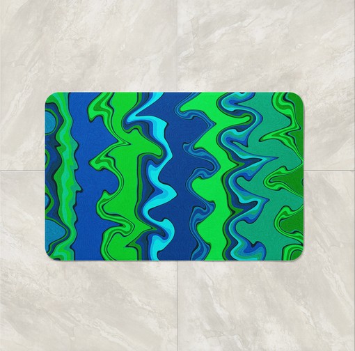Bold Blue and Green Abstract Art Shower Curtain for Creative Decor - Image 3