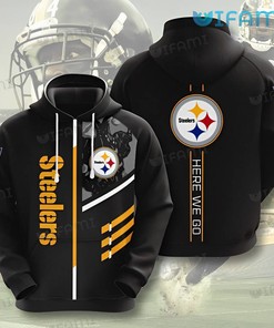Bold Here We Go Black - Pittsburgh Steelers 3D All Over Print Hoodie with Striking Design
