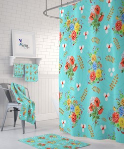 Bold Prairie Poppy Floral Shower Curtain with Matching Towels for Vibrant Bathroom Decor