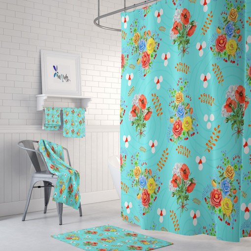 Bold Prairie Poppy Floral Shower Curtain with Matching Towels for Vibrant Bathroom Decor