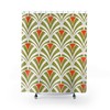 Bold Retro Art Deco Orange and Green Mid Century Modern Shower Curtain to Make a Statement in Your Bathroom