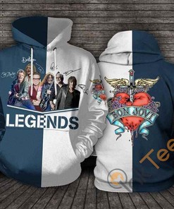 Bon Jovi Band Signatures All Over Print 3D Hoodie