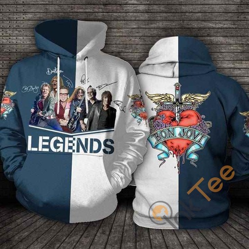 Bon Jovi Band Signatures All Over Print 3D Hoodie
