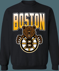 Boston Bruins BROWN BEAR 90's Retro NHL Sweatshirt Hoodie TShirt for Hockey Lovers