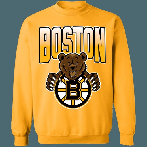 Boston Bruins BROWN BEAR 90's Retro NHL Sweatshirt Hoodie TShirt for Hockey Lovers - Image 2