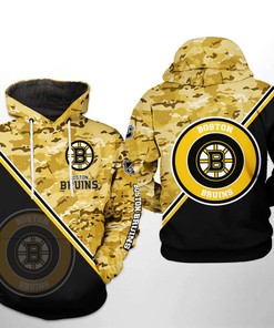 Boston Bruins NHL Camo Team 3D Hoodie Zipper Hoodie Perfect for Fans