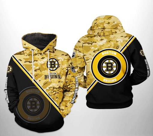 Boston Bruins NHL Camo Team 3D Hoodie Zipper Hoodie Perfect for Fans