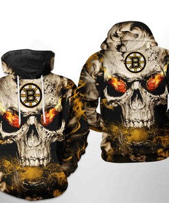 Boston Bruins NHL Skull All-Over Print Hoodie