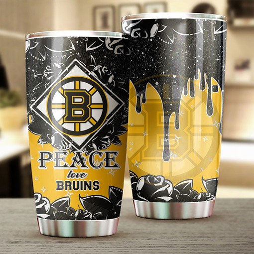 Boston Bruins NHL Tumbler NHL Fans' Peace Love Design Tumbler, Ideal for Any Occasion with Tumbler Ideas - Image 2