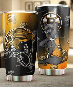 Boston Bruins NHL Tumbler with Funny Dog Design - Custom Drinkware for Fans