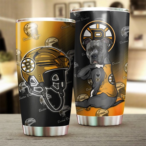 Boston Bruins NHL Tumbler with Funny Dog Design - Custom Drinkware for Fans