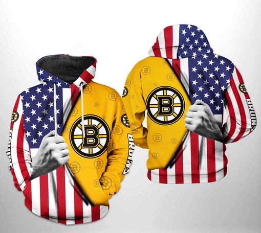 Boston Bruins NHL US Flag 3D Hoodie Zipper Hoodie Perfect for Patriotic Fans