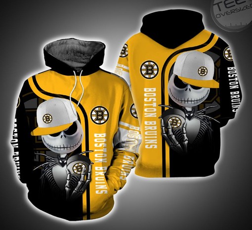 Boston Bruins and Jack Skellington 3D Hoodie with Custom All Over Print Design