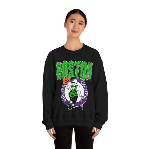 Boston Celtics HALLOWEEN Retro NBA Sweatshirt Hoodie Shirt for NBA Fans - Image 2