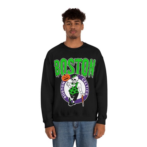 Boston Celtics HALLOWEEN Retro NBA Sweatshirt Hoodie Shirt for NBA Fans - Image 3