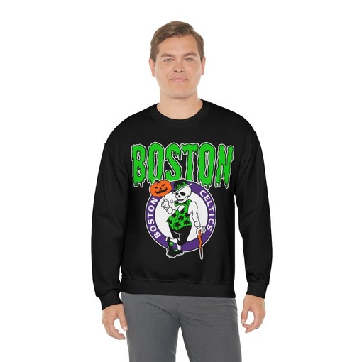 Boston Celtics HALLOWEEN Retro NBA Sweatshirt Hoodie Shirt for NBA Fans - Image 4