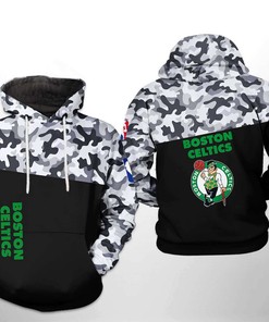 Boston Celtics NBA Camo Veteran Team All Over Print 3D Hoodie with Military-inspired Design