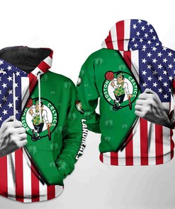 Boston Celtics NBA US Flag Team All Over Print 3D Hoodie Zipper with Patriotic Look