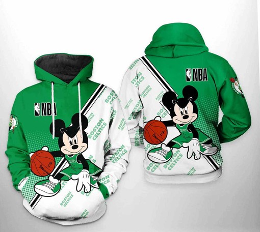 Boston Celtics Zipper Hoodie with Mickey Mouse Design - Stylish and Unique