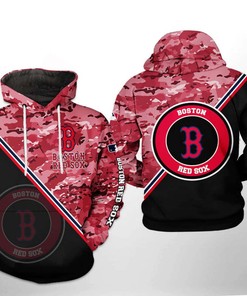 Boston Red Sox All Over Print Camo Team 3D Hoodie Zipper - Men's Fashion