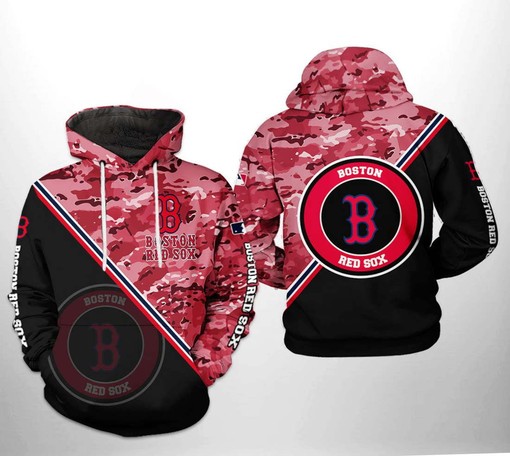 Boston Red Sox All Over Print Camo Team 3D Hoodie Zipper - Men's Fashion