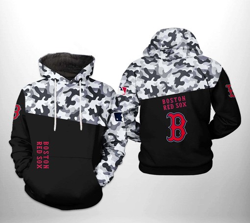 Boston Red Sox All Over Print Camo Veteran 3D Hoodie Zipper - Trendy Style