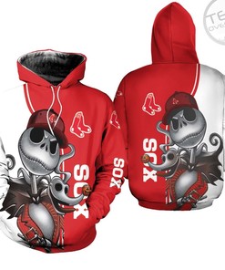 Boston Red Sox Custom All Over Print 3D Hoodie with Jack Skellington and Zero Print