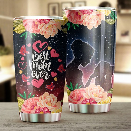 Boston Red Sox MLB Tumbler with Best Mom Ever and Personalized Touch - Personalized Tumbler for Red Sox Moms