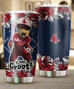 Boston Red Sox MLB Tumbler with Marvel's "I Am Groot" Personalization and Custom MLB Logo