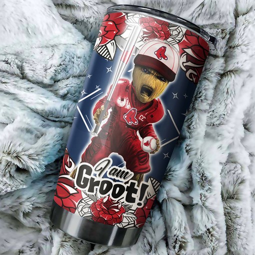 Boston Red Sox MLB Tumbler with Marvel's "I Am Groot" Personalization and Custom MLB Logo - Image 2