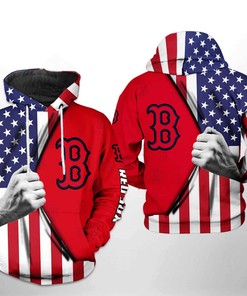 Boston Red Sox MLB US Flag All Over Print 3D Hoodie Zipper Hoodie - USA Fashion