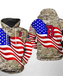 Boston Red Sox MLB US Flag Camo Veteran 3D Printed Hoodie Zipper Hoodie - Edgy Look