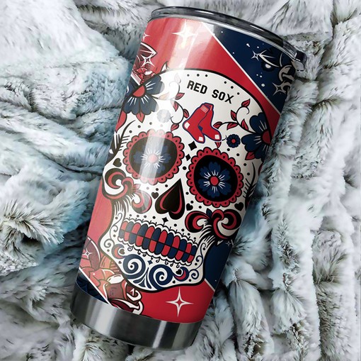Boston Red Sox Skull MLB Tumbler with Logo and Personalized Engraving for True Fans